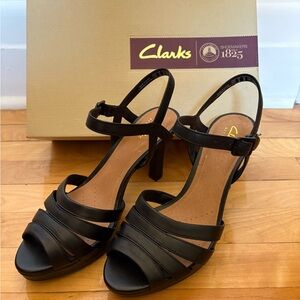 Clarks Women's Black Strappy Heels